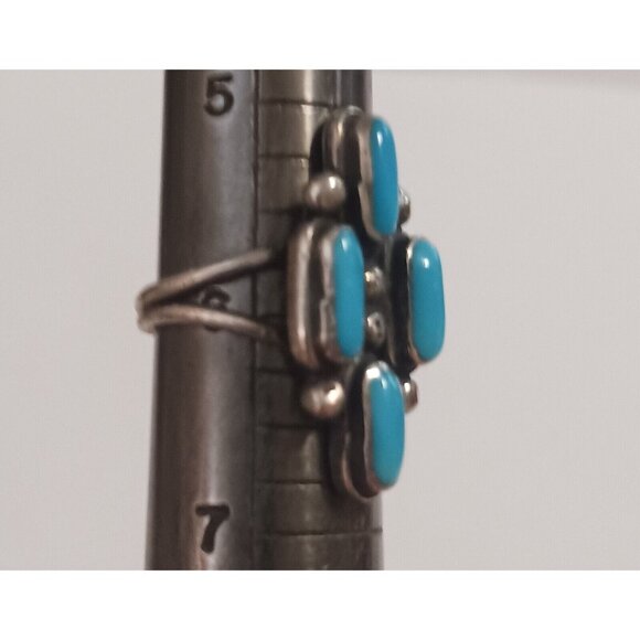 Zuni Vintage Needlepoint signed Ring sz6 Turquoise (1523) - Picture 8 of 8